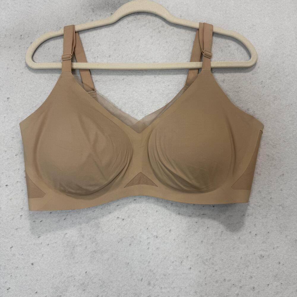 Honeylove Sports Bra Womens 2XL Beige Wireless Lightly Lined Mesh Hook Back